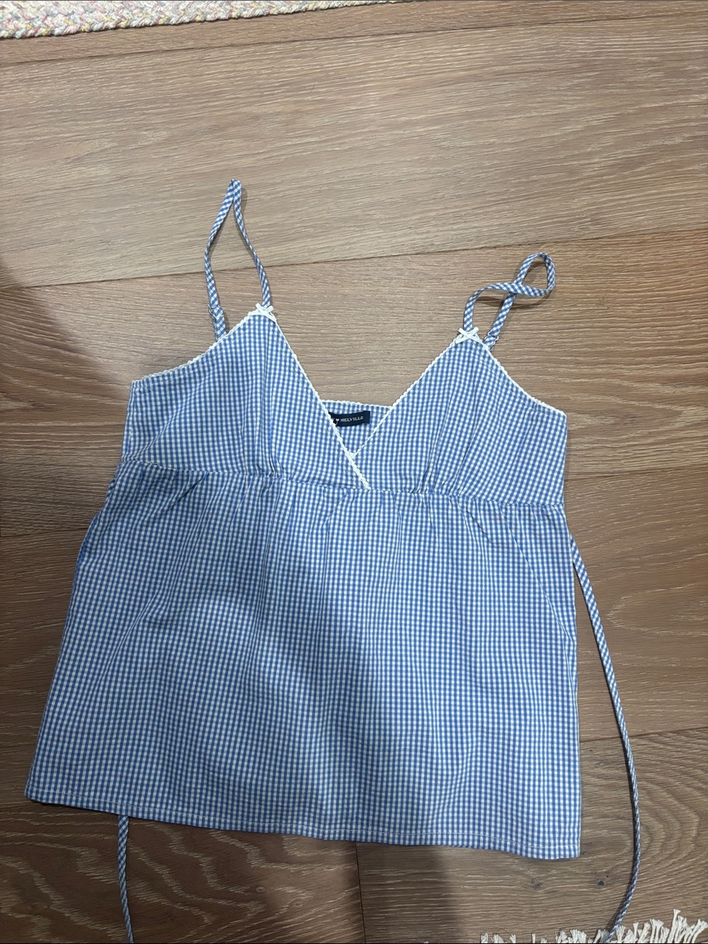 Brandy Melville Blue Gingham Wrap-Style Spaghetti Strap Camisole